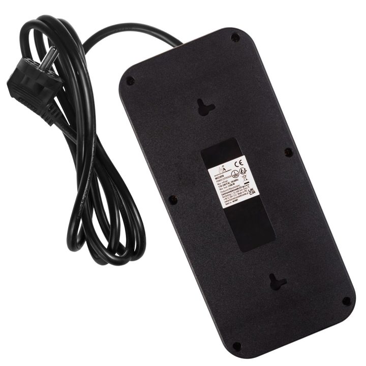 Maclean power strip 6 socket extension + 4xUSB 110-240V AC 50/60Hz 2.1A max 2500W 1.5 m black MCE389 B