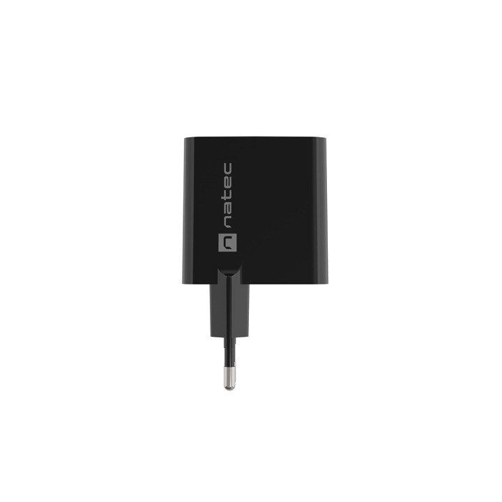 NATEC RIBERA GAN CHARGER 1x USB-A + 1x USB-C 45W BLACK