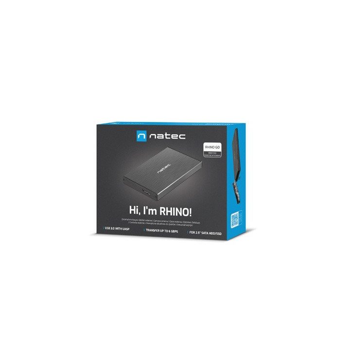 NATEC RHINO GO enclosure USB 3.0 for 2.5'' SATA HDD/SSD black Aluminum