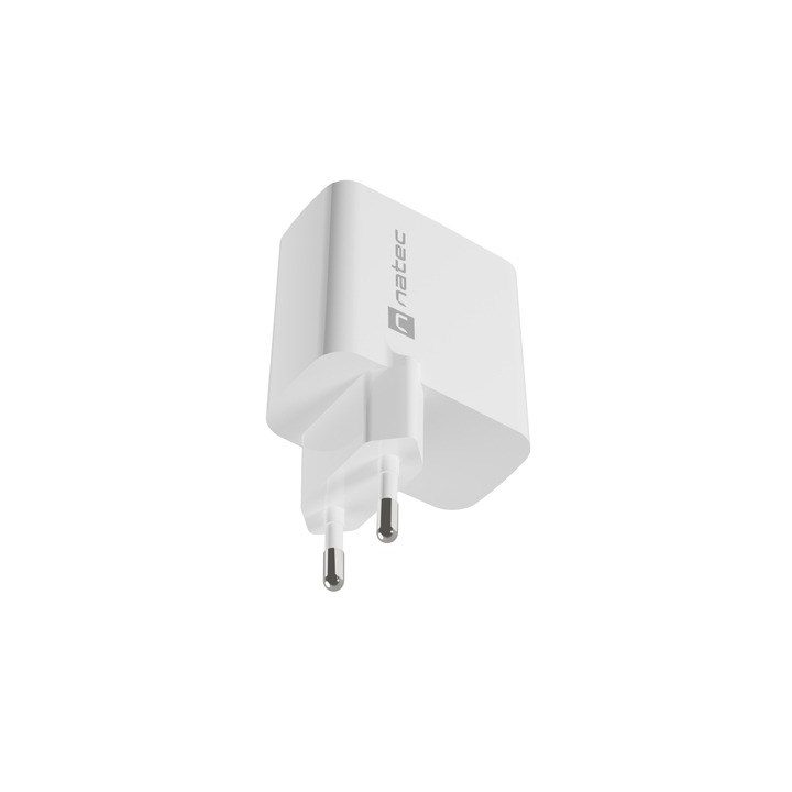 NATEC RIBERA GAN CHARGER 1X USB-A + 1X USB-C 45W WHITE