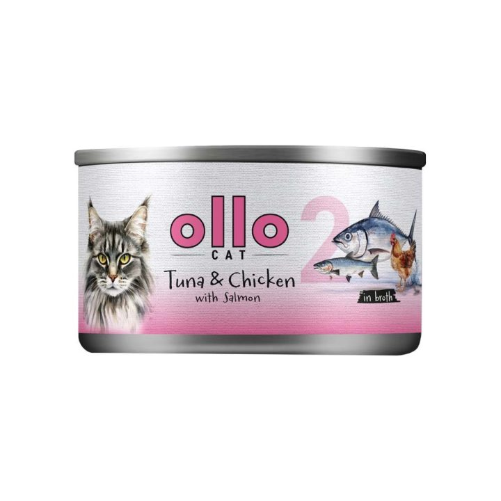 OLLO Cat nr 2 Tuna & Chicken with salmon in broth - wet cat food - 70g