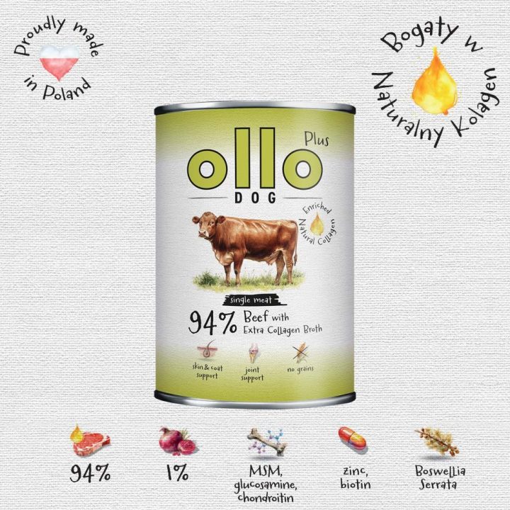 OLLO Plus Collagen Beef - wet dog food - 400g