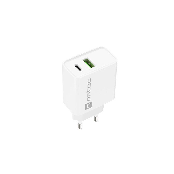 NATEC NETWORK CHARGER RIBERA USB-A+USB-C 20W PD