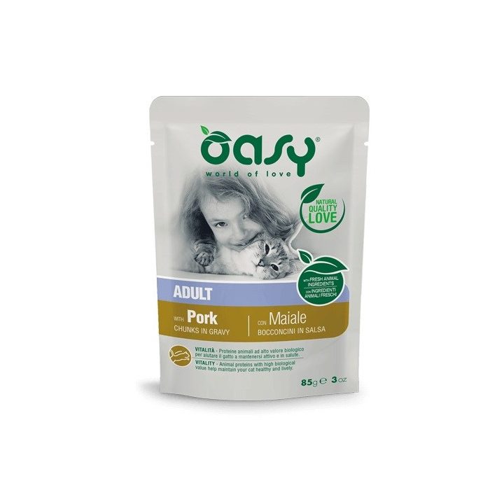 OASY Chunks in gravy Pork - wet cat food - 85g