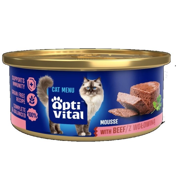 OPTIVITAL Fluffy mousse with beef - wet cat food - 85g