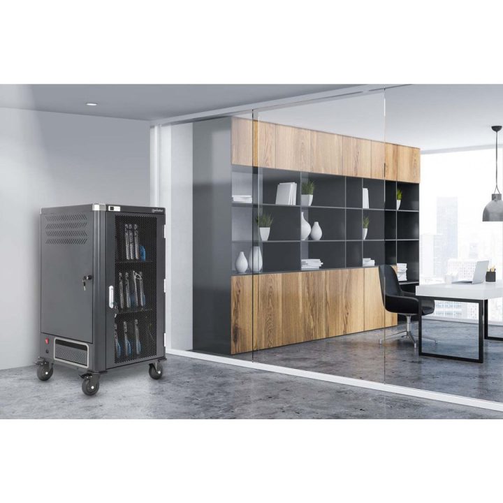 Manhattan Laptop Charging Cart/Trolley via AC Adapter (EU) 30-bay Install device's AC Adapter (power cables) into unit Suitable