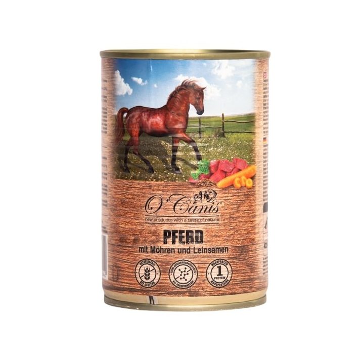 O'CANIS Horse meat with vegetables and linseed - Wet dog food - 400 g
