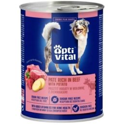 OPTIVITAL Pork pâté rich in beef and potatoes - wet dog food - 400g