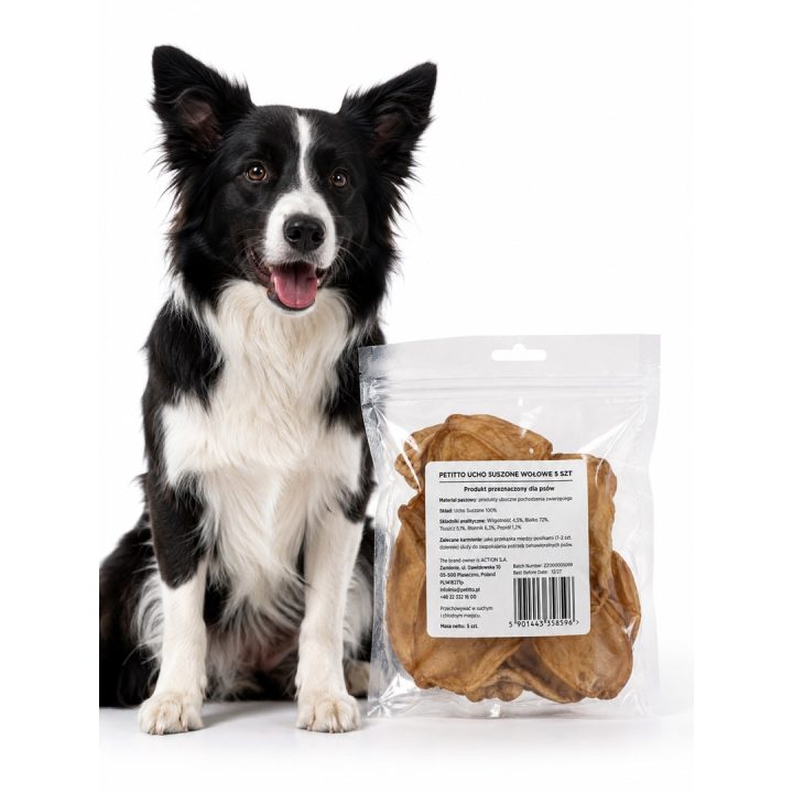 PETITTO Dried beef ear Mono - dog treat - 5 pcs
