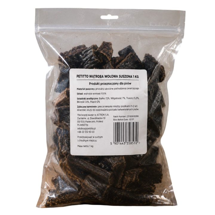 PETITTO Dried beef liver Mono - dog treat - 1kg