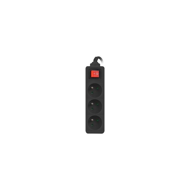 Lanberg PS1-03E-0300-BK prolunga 3 m 3 AC presa(e) Interno/esterno Nero
