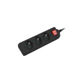 Lanberg PS1-03E-0300-BK prolunga 3 m 3 AC presa(e) Interno/esterno Nero