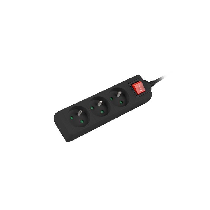 Lanberg PS1-03E-0300-BK prolunga 3 m 3 AC presa(e) Interno/esterno Nero