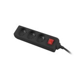 Lanberg PS1-03E-0300-BK prolunga 3 m 3 AC presa(e) Interno/esterno Nero