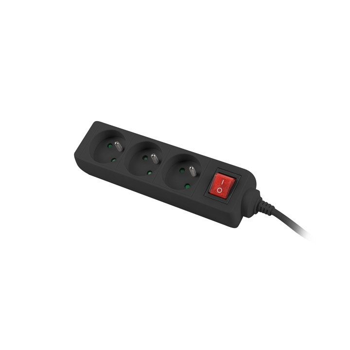 Lanberg PS1-03E-0300-BK prolunga 3 m 3 AC presa(e) Interno/esterno Nero