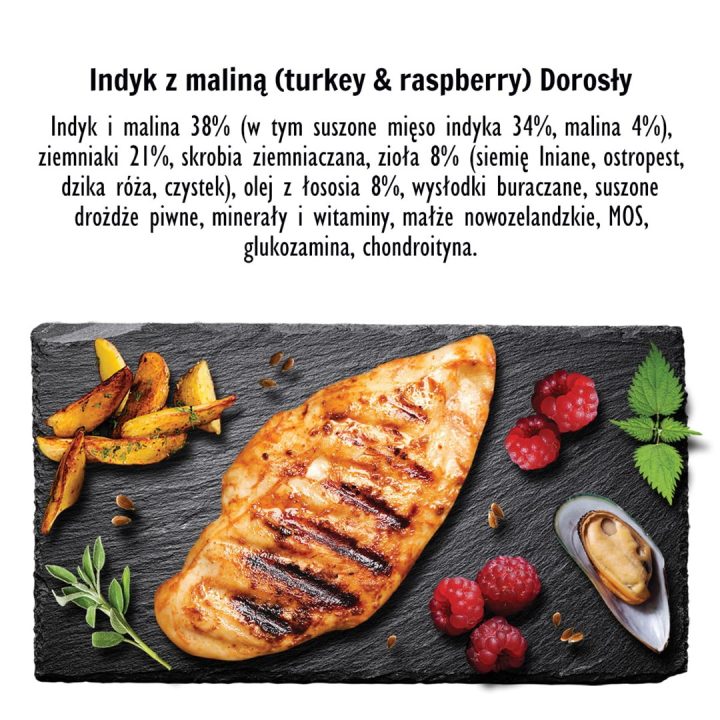 PAKA ZWIERZAKA Turkey with raspberry M - dry dog food - 9kg