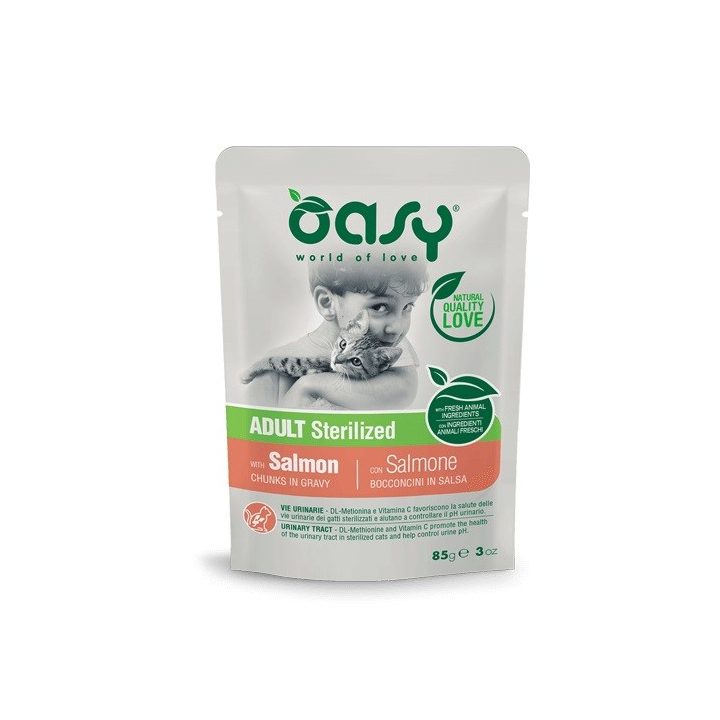 OASY Chunks in gravy Sterilized Salmon - wet cat food - 85g
