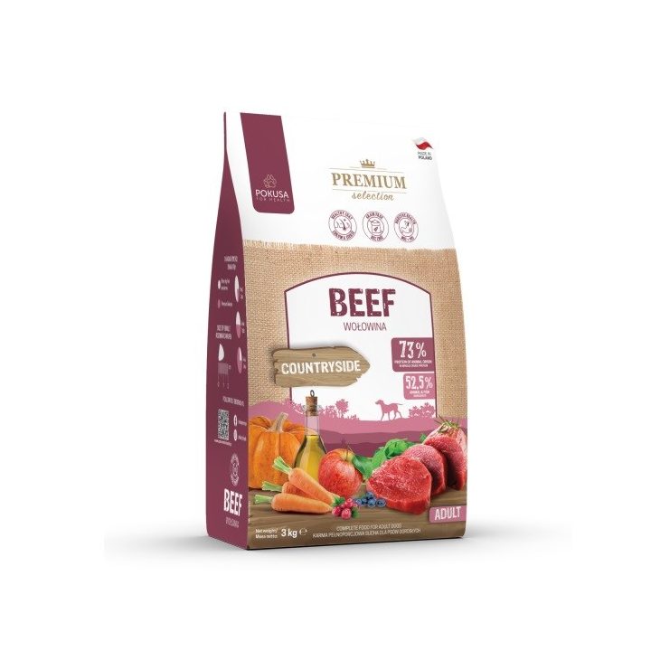 POKUSA Premium Selection Beef Adult - dry dog food - 3kg