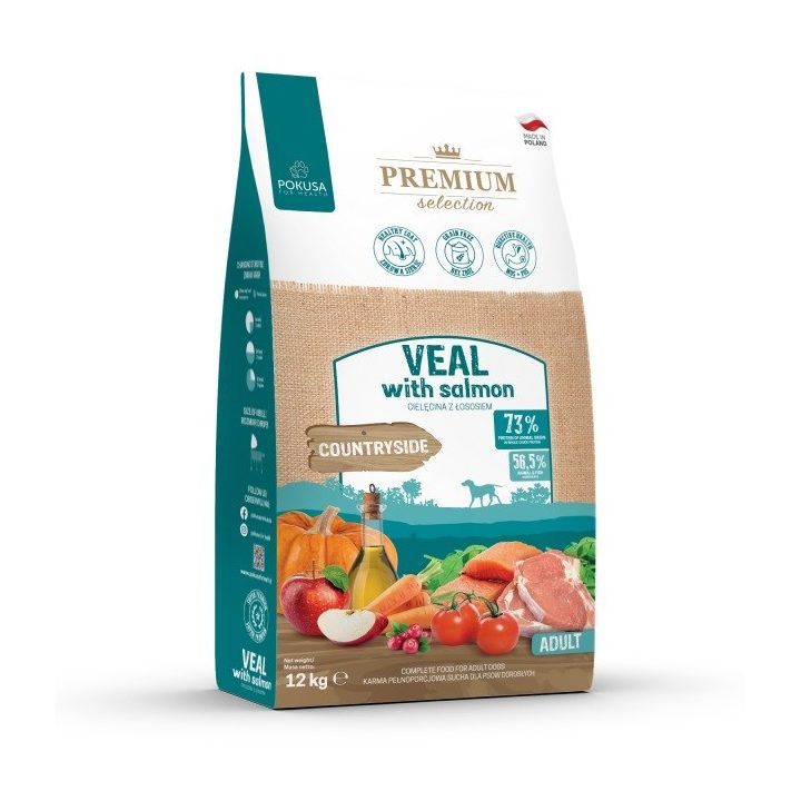 POKUSA Premium Selection Veal with salmon Adult - dry dog food - 12kg