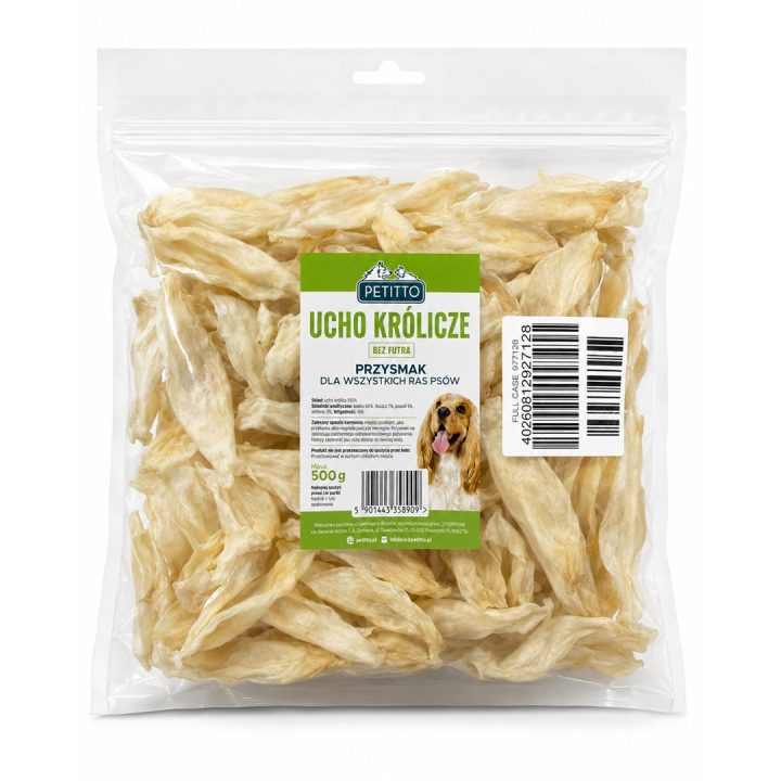 PETITTO Rabbit ear without fur Mono - dog treat - 500g