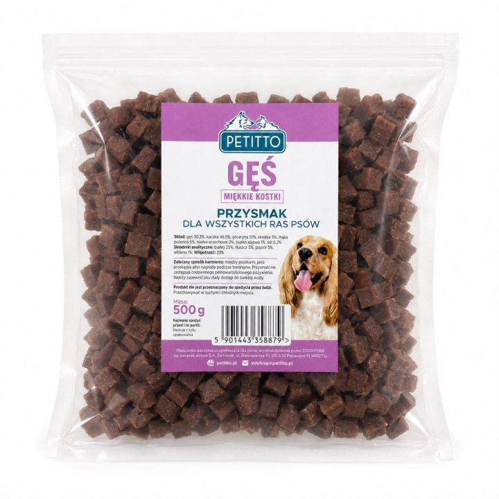 PETITTO Soft goose meat cubes - dog treat - 500g