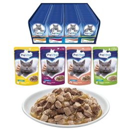 PREVITAL Cat Food Mix 4 Flavors Chicken Veal Salmon Poultry – wet cat food – 96 x 100 g
