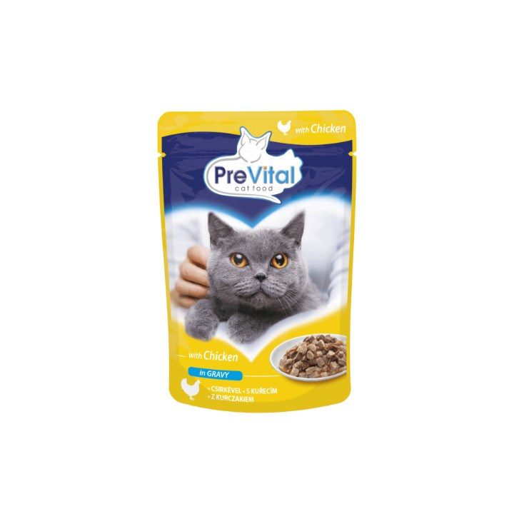 PREVITAL Cat Food Mix 4 Flavors Chicken Veal Salmon Poultry – wet cat food – 96 x 100 g