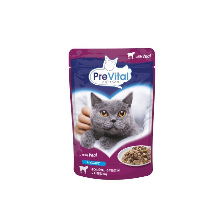 PREVITAL Cat Food Mix 4 Flavors Chicken Veal Salmon Poultry – wet cat food – 96 x 100 g