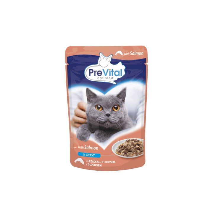PREVITAL Cat Food Mix 4 Flavors Chicken Veal Salmon Poultry – wet cat food – 96 x 100 g
