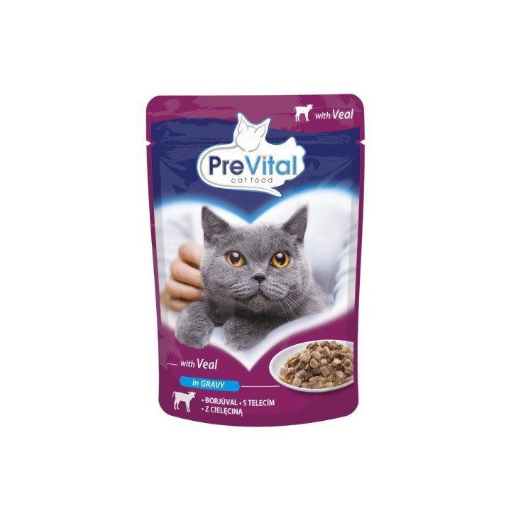 PREVITAL Veal in gravy - wet cat food - 100g