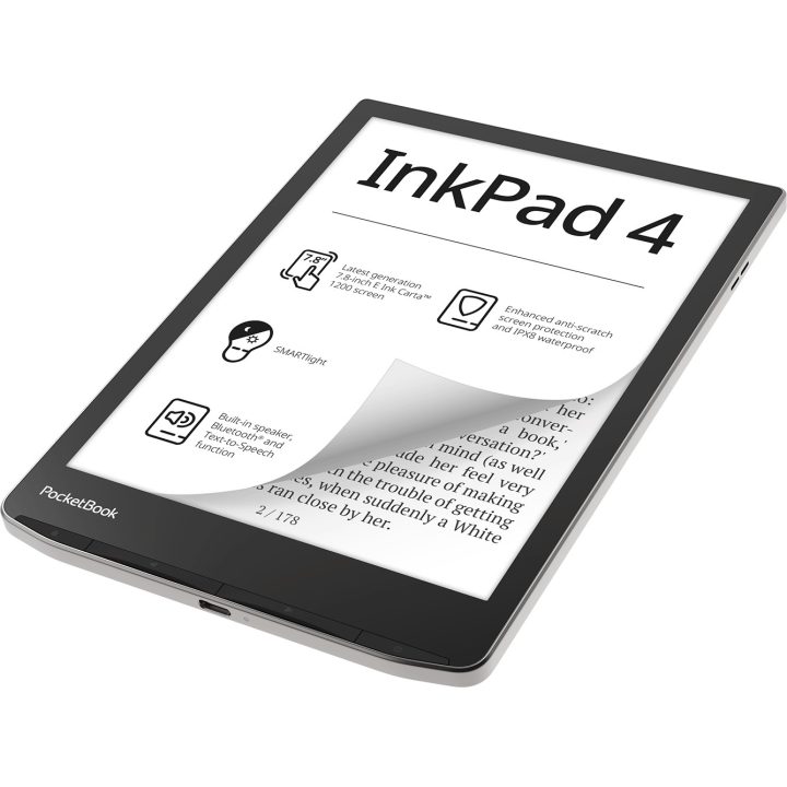 PocketBook InkPad 4 e-book reader Touchscreen 32 GB Wi-Fi Black Silver
