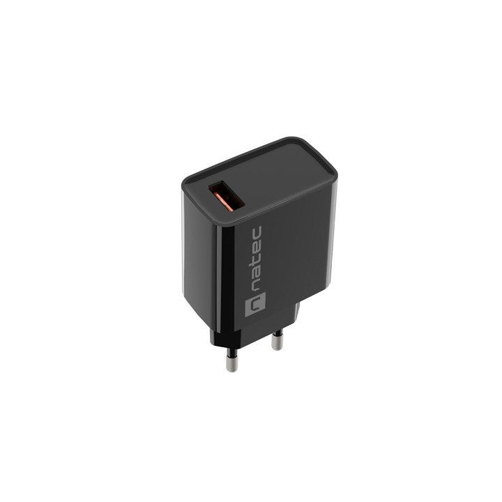 NATEC MAINS CHARGER RIBERA USB-A 18W BLACK