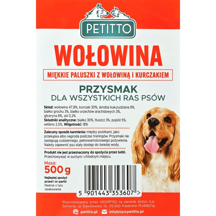 PETITTO Soft beef sticks - dog treat - 500g