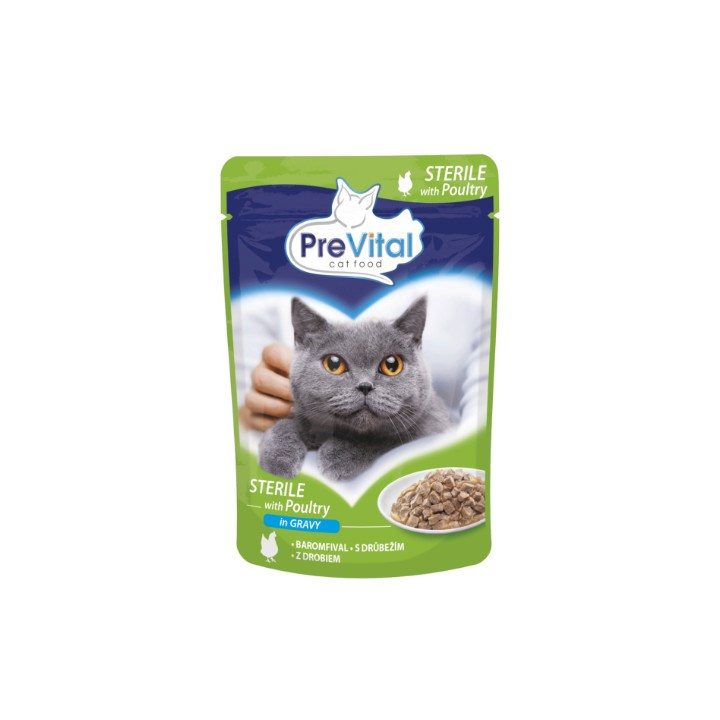 PREVITAL Cat Food Sterile Poultry in Sauce - Wet Cat Food - Pouch 100 g