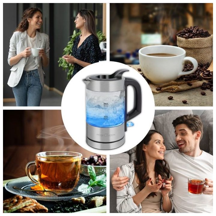 ProfiCook PC-WKS 1228 G electric kettle 0.5 L 1100 W Stainless steel Transparent