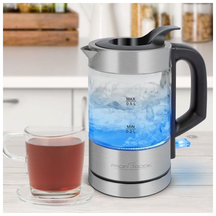 ProfiCook PC-WKS 1228 G electric kettle 0.5 L 1100 W Stainless steel Transparent