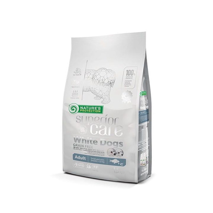 NATURE'S PROTECTION Superior Care White Dogs Grain Free Adult Small Białoryba - dry dog ??food - 1.5 kg
