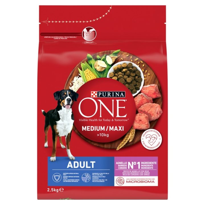 PURINA One Adult Medium/Maxi Rich in lamb with rice - dry dog food - 2 5kg