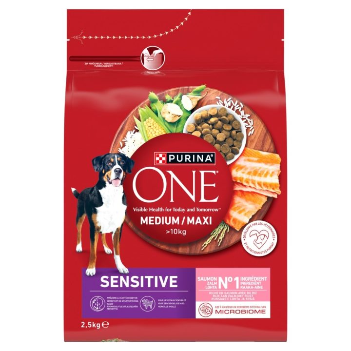 PURINA One Adult Medium/Maxi Sensitive Rich in salmon with rice - dry dog food - 2 5kg