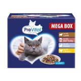PREVITAL Cat Food Megabox with Lamb Beef Rabbit and Chicken in Gravy - Wet Cat Food - 24 x 100g