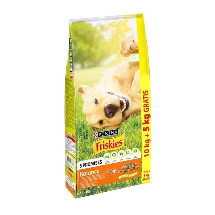 PURINA Friskies Balance Chicken with vegetables - dry dog food - 10 + 5kg