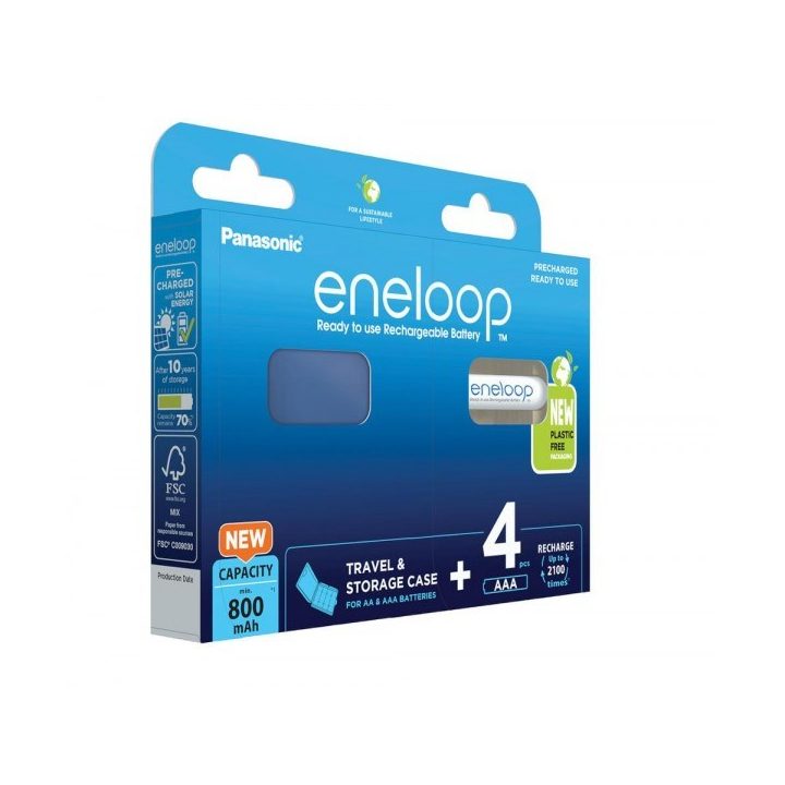 Rechargeable batteries PANASONIC ENELOOP AAA 800 mAh 4 szt + case (BK-4MCDE/4CP+CASE)