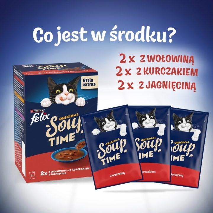 PURINA Felix Original Soup Time Box Beef lamb chcken - wet cat food - 6x48g