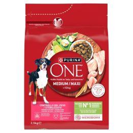 PURINA One Adult Medium/Maxi Weight Control/Sterilized Rich in turkey with rice - dry dog food - 2 5kg