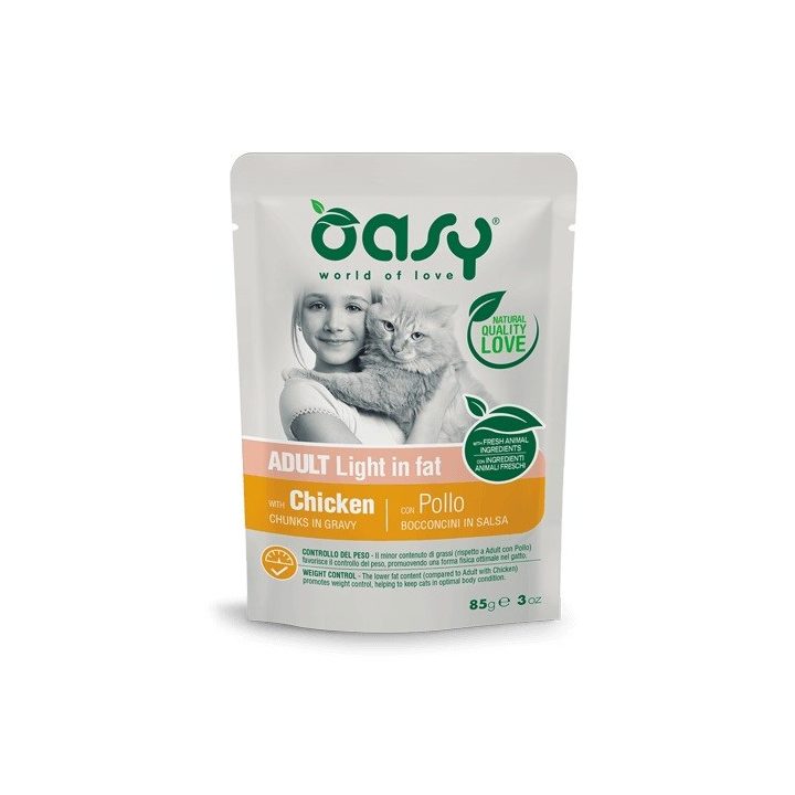 OASY Chunks in gravy Light in Fat Chicken - wet cat food - 85g