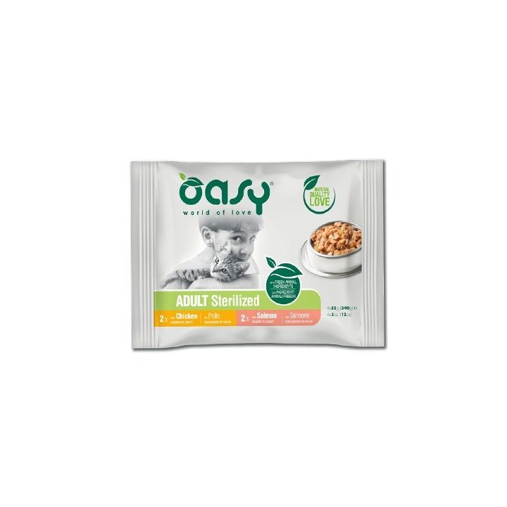 OASY Chunks in gravy Multipack Sterilized selection - wet cat food - 4x85g