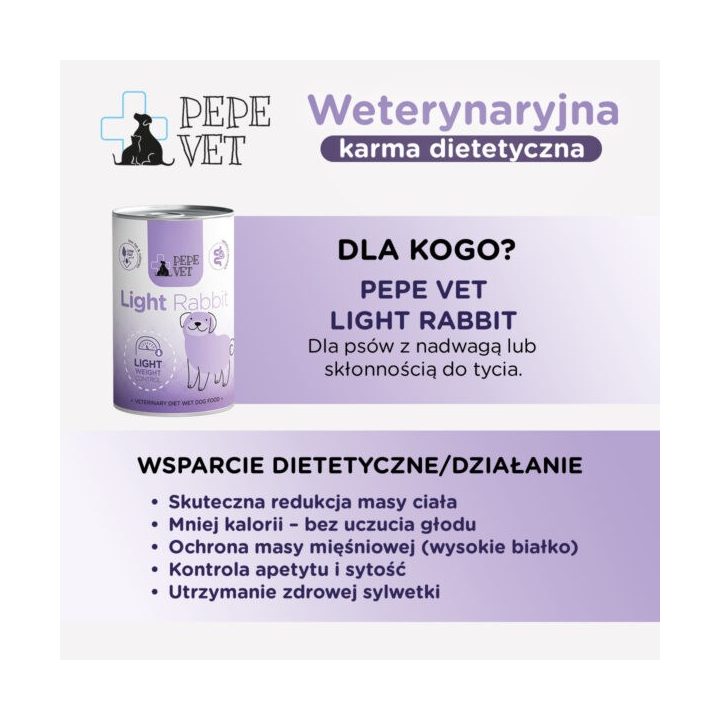 PAKA ZWIERZAKA Pepe Vet Light Mono Rabbit - wet dog food - 400g