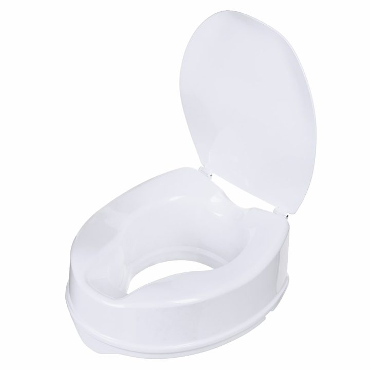 High raising toilet seat with flap