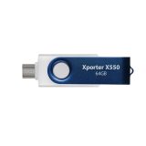 Patriot Memory 64GB Xporter X550 USB flash drive Dual USB A+C (PS64GX550AAD) White Blue