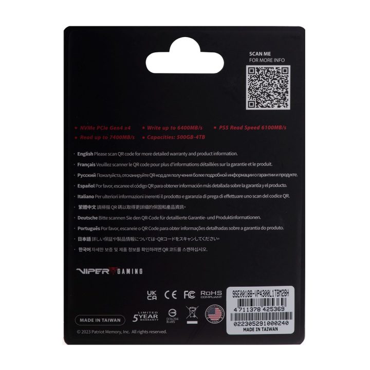 Patriot Memory VP4300 Lite M.2 1 TB PCI Express 4.0 NVMe (VP4300L1TBM28H)